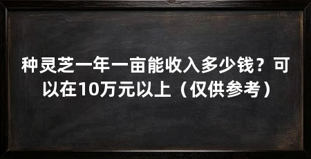 种灵芝一年一亩能收入多少钱？可以在10万元以上（仅供参考）