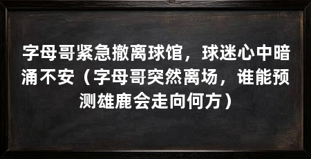 字母哥紧急撤离球馆,球迷心中暗涌不安(字母哥突然离场,谁能预测雄鹿会走向何方)