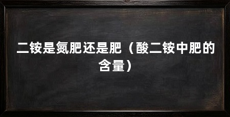 二铵是氮肥还是肥(酸二铵中肥的含量)