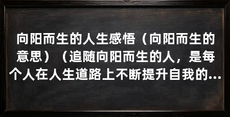 向阳而生的人生感悟(向阳而生的意思)(追随向阳而生的人,是每个人在人生道路上不断提升自我的必由之路