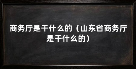 商务厅是干什么的(山东省商务厅是干什么的)