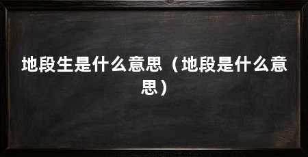 地段生是什么意思(地段是什么意思)