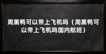 周黑鸭可以带上飞机吗（周黑鸭可以带上飞机吗国内航班）