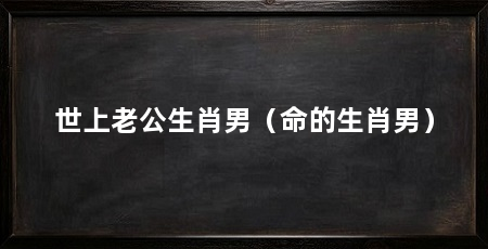 世上老公生肖男（命的生肖男）