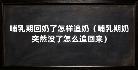 哺乳期回奶了怎样追奶（哺乳期奶突然没了怎么追回来）