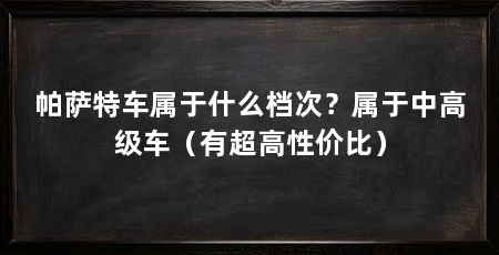 帕萨特车属于什么档次？属于中高级车（有超高性价比）