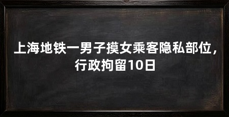 上海地铁一男子摸女乘客隐私部位，行政拘留10日