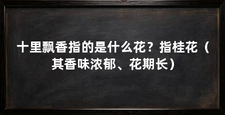 十里飘香指的是什么花？指桂花（其香味浓郁、花期长）