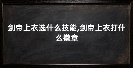 剑帝上衣选什么技能,剑帝上衣打什么徽章