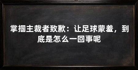 掌掴主裁者致歉:让足球蒙羞,到底是怎么一回事呢