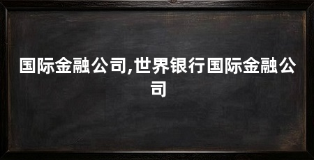 国际金融公司,世界银行国际金融公司