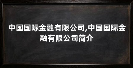 中国国际金融有限公司,中国国际金融有限公司简介
