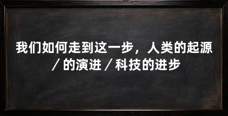 我们如何走到这一步，人类的起源／的演进／科技的进步