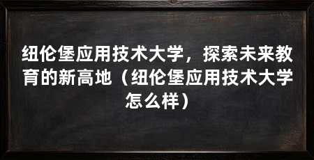纽伦堡应用技术大学，探索未来教育的新高地（纽伦堡应用技术大学怎么样）