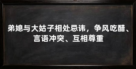 弟媳与大姑子相处忌讳,争风吃醋、言语冲突、互相尊重