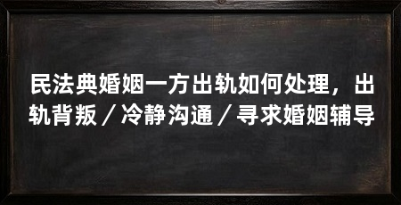 民法典婚姻一方出轨如何处理,出轨背叛/冷静沟通/寻求婚姻辅导