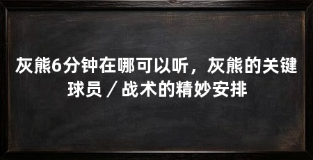 灰熊6分钟在哪可以听，灰熊的关键球员／战术的精妙安排