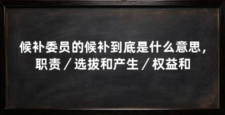 候补委员的候补到底是什么意思,职责/选拔和产生/权益和