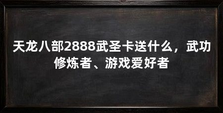 天龙八部2888武圣卡送什么，武功修炼者、游戏爱好者
