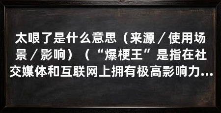 太哏了是什么意思(来源/使用场景/影响)(“爆梗王”是指在社交媒体和互联网上拥有极高影响力和知名度的人