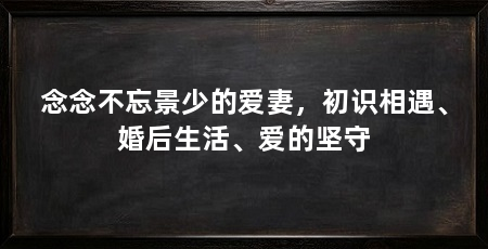 念念不忘景少的爱妻,初识相遇、婚后生活、爱的坚守