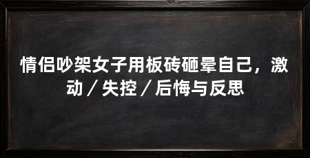 情侣吵架女子用板砖砸晕自己,激动/失控/后悔与反思