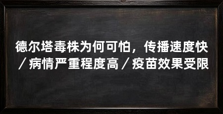 德尔塔毒株为何可怕，传播速度快／病情严重程度高／疫苗效果受限