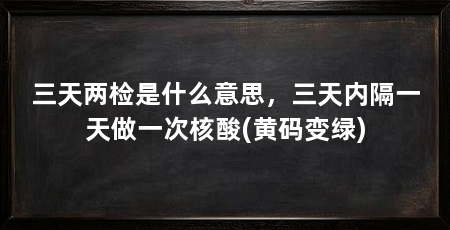 三天两检是什么意思，三天内隔一天做一次核酸(黄码变绿)