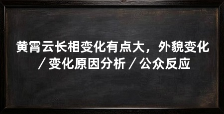 黄霄云长相变化有点大,外貌变化/变化原因分析/公众反应