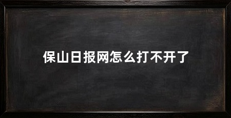 保山日报网怎么打不开了