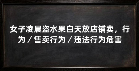 女子凌晨盗水果白天放店铺卖，行为／售卖行为／违法行为危害