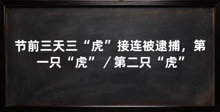 节前三天三“虎”接连被逮捕，第一只“虎”／第二只“虎”