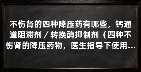 不伤肾的四种降压药有哪些，钙通道阻滞剂／转换酶抑制剂（四种不伤肾的降压药物，医生指导下使用利尿剂可能导致肾脏无明显伤害