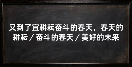 又到了宜耕耘奋斗的春天，春天的耕耘／奋斗的春天／美好的未来