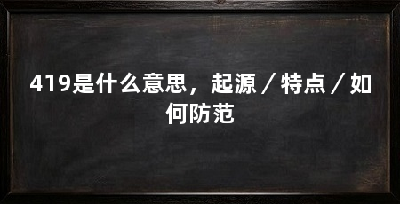 419是什么意思，起源／特点／如何防范
