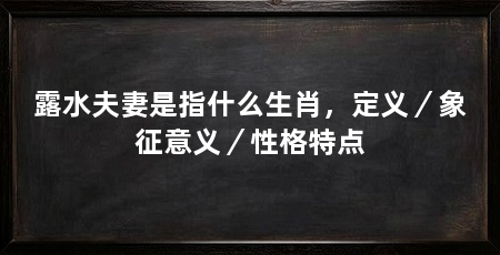 露水夫妻是指什么生肖,定义/象征意义/性格特点