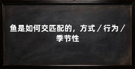 鱼是如何交匹配的,方式/行为/季节性