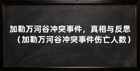 加勒万河谷冲突事件，真相与反思（加勒万河谷冲突事件伤亡人数）
