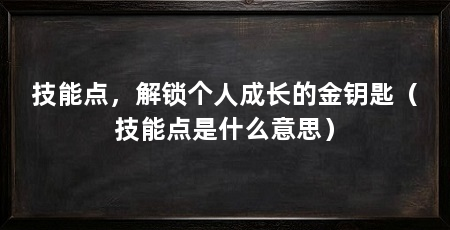技能点,解锁个人成长的金钥匙(技能点是什么意思)