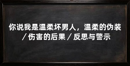 你说我是温柔坏男人,温柔的伪装/伤害的后果/反思与警示