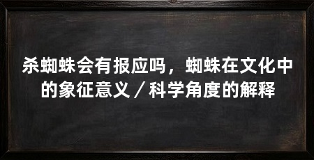 杀蜘蛛会有报应吗,蜘蛛在文化中的象征意义/科学角度的解释