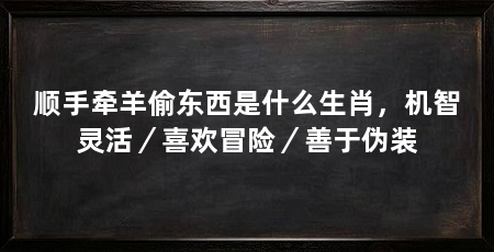 顺手牵羊偷东西是什么生肖,机智灵活/喜欢冒险/善于伪装
