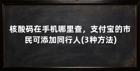 核酸码在手机哪里查,支付宝的市民可添加同行人(3种方法)