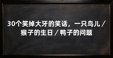 30个笑掉大牙的笑话,一只鸟儿/猴子的生日/鸭子的问题
