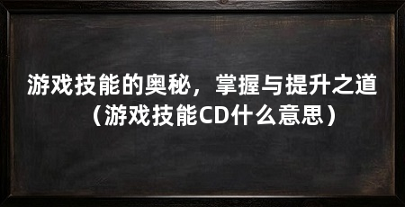 游戏技能的奥秘，掌握与提升之道（游戏技能CD什么意思）