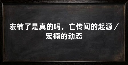 宏楠了是真的吗，亡传闻的起源／宏楠的动态