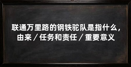 联通万里路的钢铁驼队是指什么，由来／任务和责任／重要意义