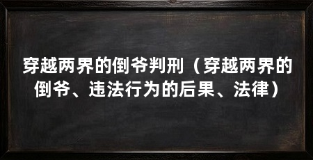 穿越两界的倒爷判刑(穿越两界的倒爷、违法行为的后果、法律)