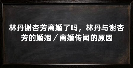 林丹谢杏芳离婚了吗，林丹与谢杏芳的婚姻／离婚传闻的原因