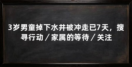 3岁男童掉下水井被冲走已7天，搜寻行动／家属的等待／关注